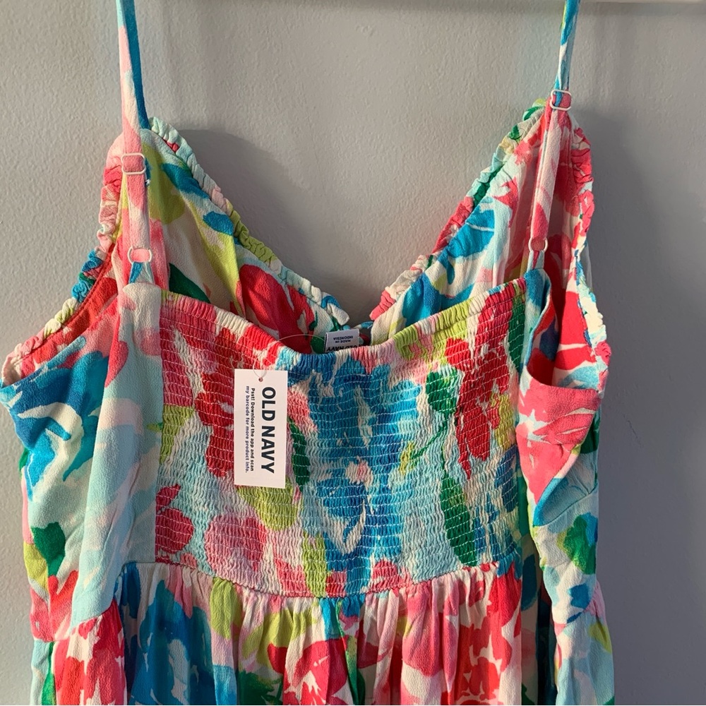 Floral Midi Dress Tropical Spaghetti Straps Sleeveless Old Navy XL Petite - Picture 5 of 6